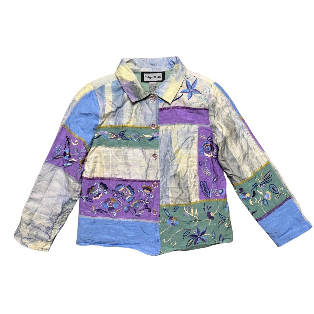 Indigo Moon Vintage Embroidered Patchwork Jacket … - image 1